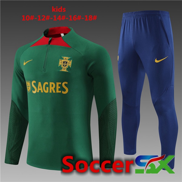 Portugal Kids Training Tracksuit Suit Green 2023/2024