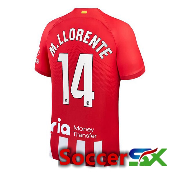 Atletico Madrid (M. Llorente 14) Soccer Jersey Home Red 2023/2024