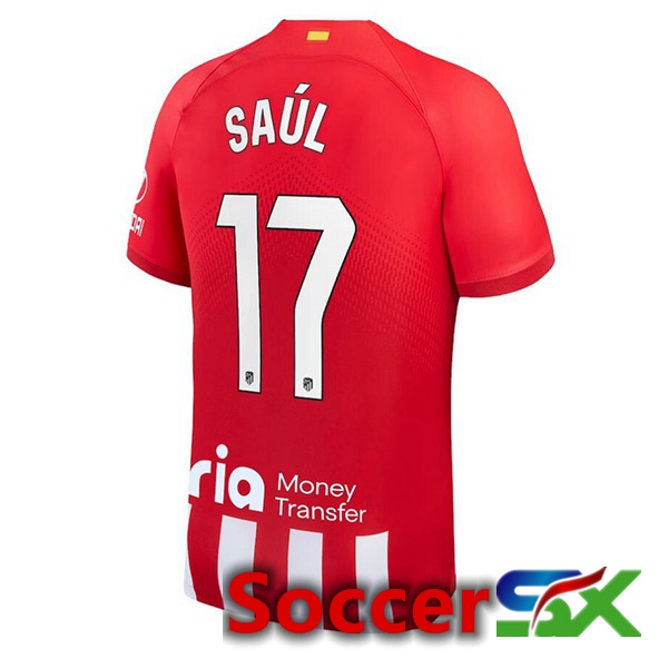Atletico Madrid (Saúl 17) Soccer Jersey Home Red 2023/2024