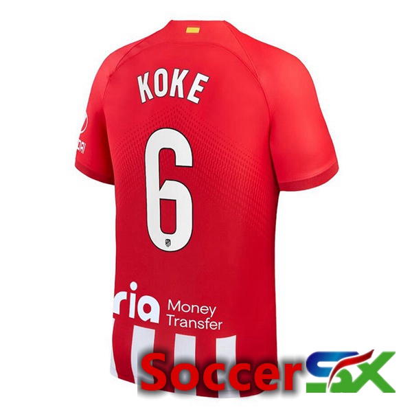 Atletico Madrid (Koke 6) Soccer Jersey Home Red 2023/2024