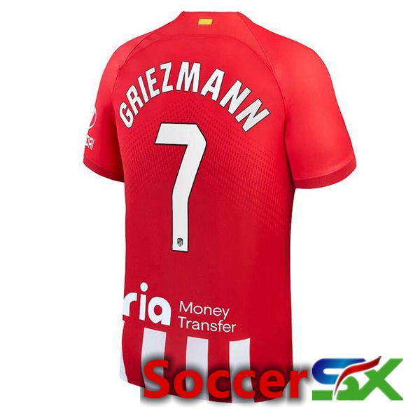 Atletico Madrid (Griezmann 7) Soccer Jersey Home Red 2023/2024