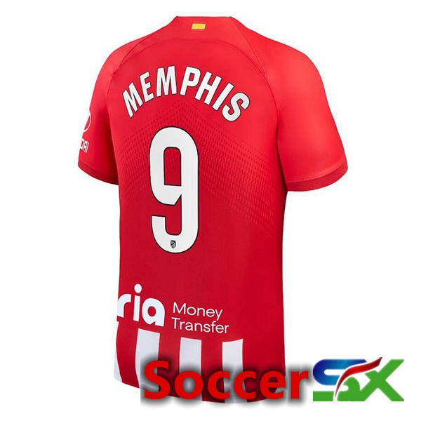 Atletico Madrid (Memphis 9) Soccer Jersey Home Red 2023/2024