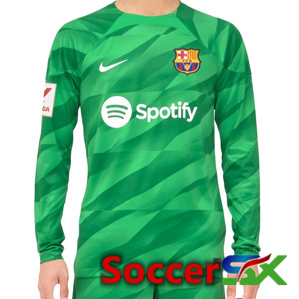 FC Barcelona Soccer Jersey Goalkeeper Long Sleeve Green 2023/2024