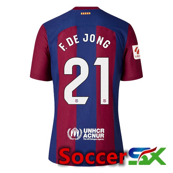 FC Barcelona (F. De JONG 21) Soccer Jersey Home Blue Red 2023/2024