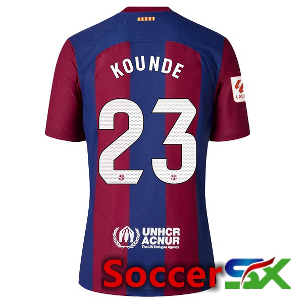 FC Barcelona (KOUNDE 23) Soccer Jersey Home Blue Red 2023/2024