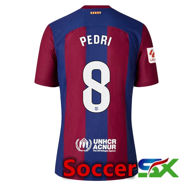 FC Barcelona (PEDRI 8) Soccer Jersey Home Blue Red 2023/2024