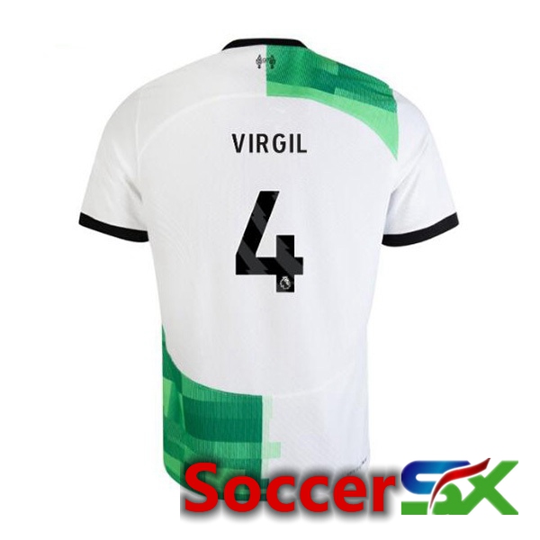 FC Liverpool (VIRGIL 4) Soccer Jersey Away White Green 2023/2024