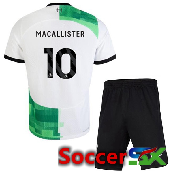 FC Liverpool (MAC ALLISTER 10) Kids Soccer Jersey Away White Green 2023/2024