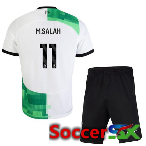 FC Liverpool (M.SALAH 11) Kids Soccer Jersey Away White Green 2023/2024