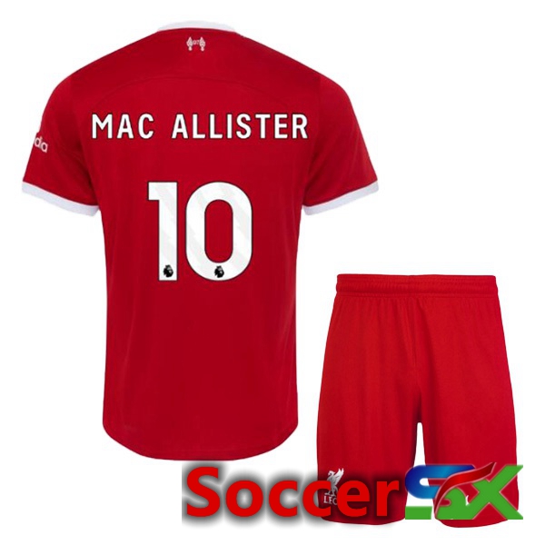 FC Liverpool (MAC ALLISTER 10) Kids Soccer Jersey Home Red 2023/2024