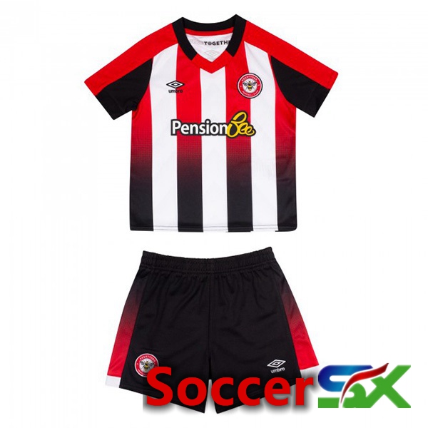 Brentford FC Kids Soccer Jersey Home Red White 2023/2025