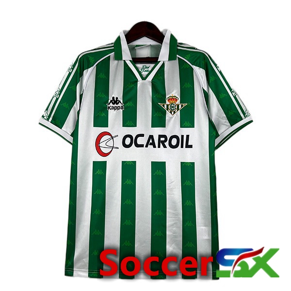 Real Betis Retro Soccer Jersey Home White Green 1995-1996