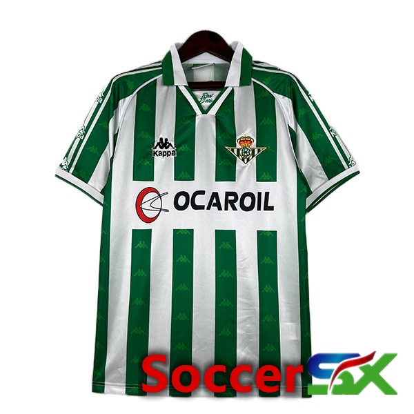 Real Betis Retro Soccer Jersey Home White Green 1995-1996