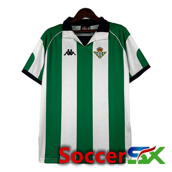 Real Betis Retro Soccer Jersey Home White Green 1998-1999