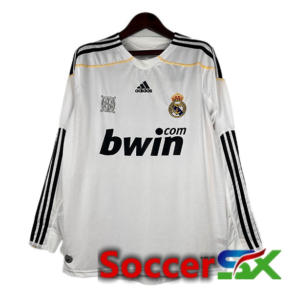 Real Madrid Retro Soccer Jersey Home Long Sleeve White 2009-2010