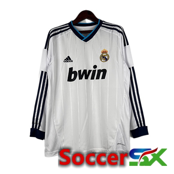 Real Madrid Retro Soccer Jersey Home Long Sleeve White 2012-2013