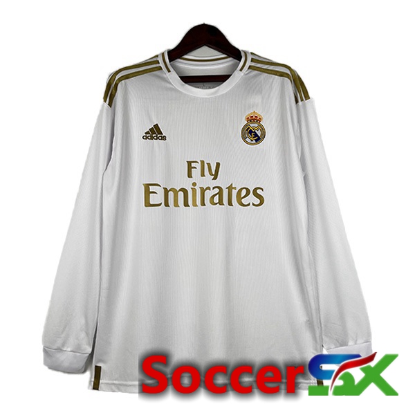 Real Madrid Retro Soccer Jersey Home Long Sleeve White 2019-2020