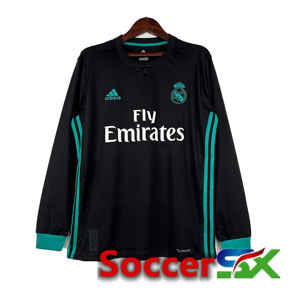 Real Madrid Retro Long Sleeve Soccer Jersey Away Black 2017-2018