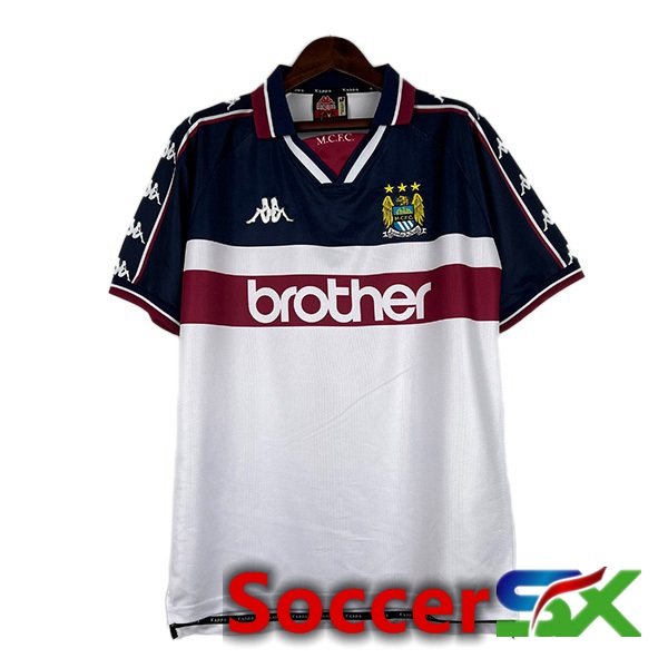 Manchester City Retro Soccer Jersey Away White 1997-1998