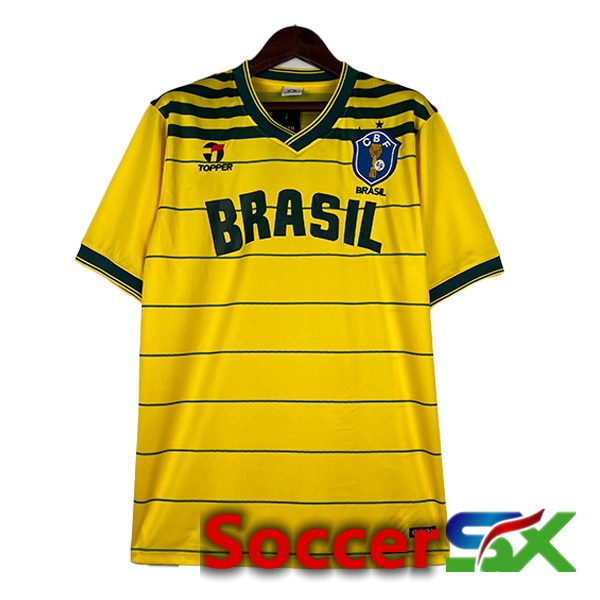 Brazil Retro Soccer Jersey Home Yellow 1984