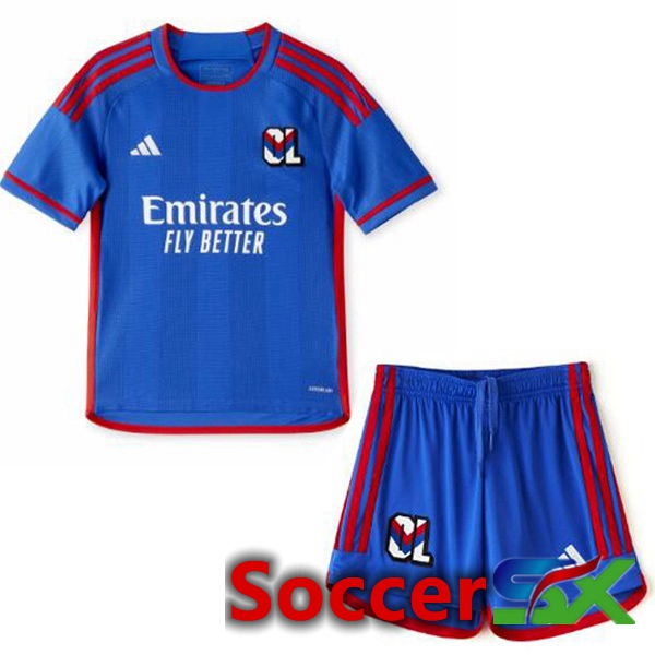 Lyon OL Kids Away Soccer Jersey Blue 2023/2024