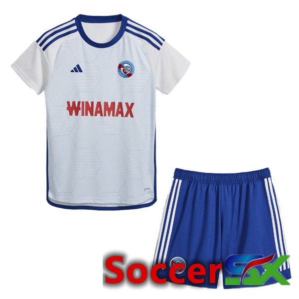 RC Strasbourg Alsace Kids Away Soccer Jersey White 2023/2024