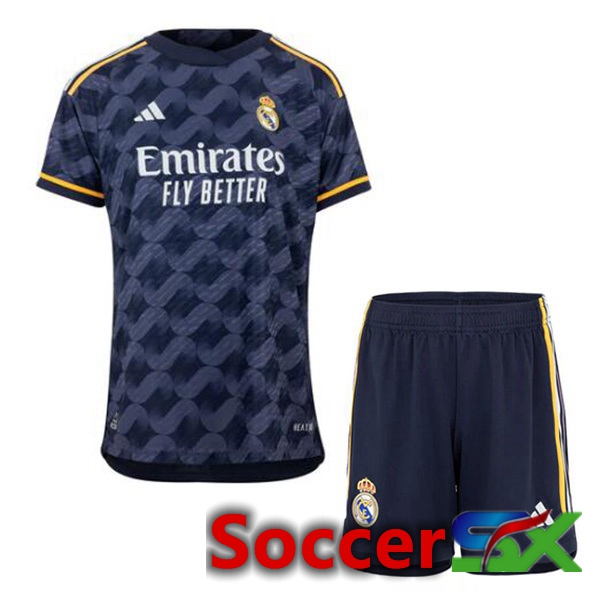 Real Madrid Kids Away Soccer Jersey Blue Royal 2023/2024