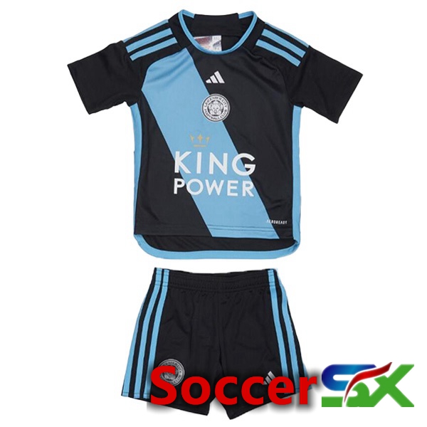 Leicester City Kids Away Soccer Jersey Blue Black 2023/2024