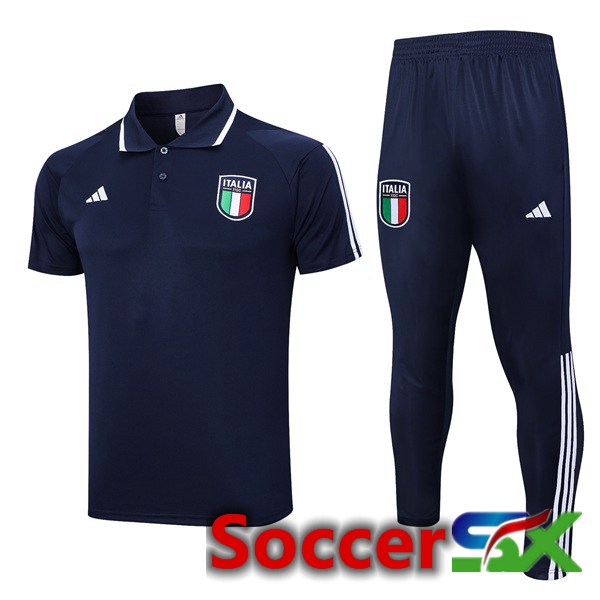 Italy Soccer Polo + Pants Blue Royal 2023/2024