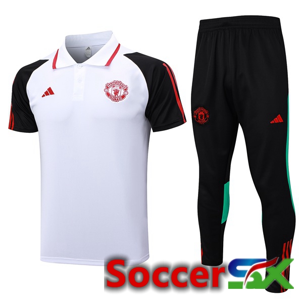 Manchester United Soccer Polo + Pants White 2023/2024