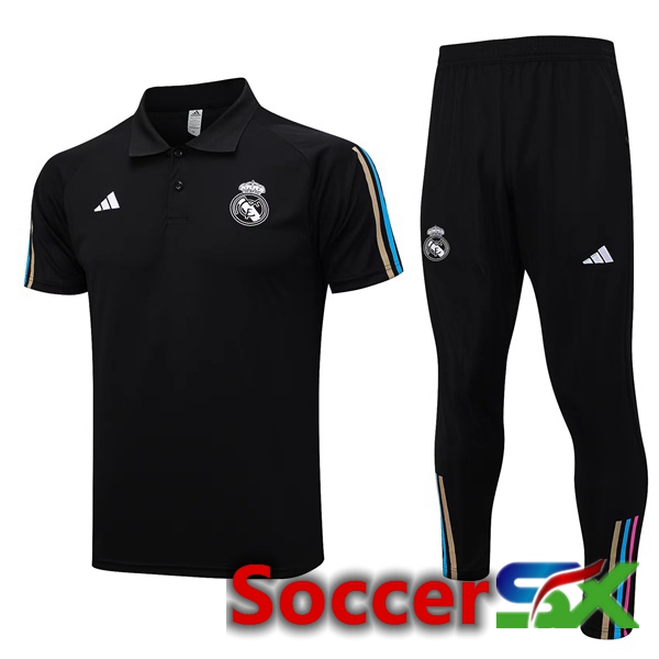 Real Madrid Soccer Polo + Pants Black 2023/2024