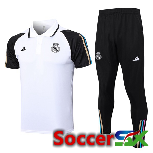 Real Madrid Soccer Polo + Pants White 2023/2024