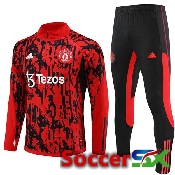 Manchester United Training Tracksuit Suit Red Black 2023/2024