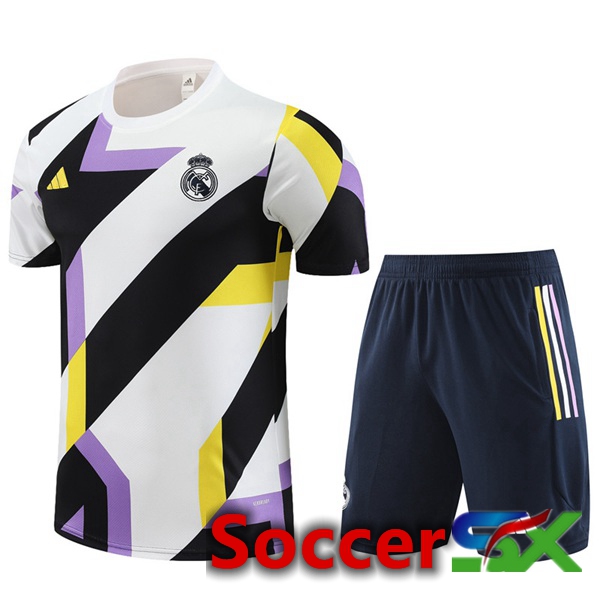Real Madrid Training T Shirt + Shorts White Black 2023/2024