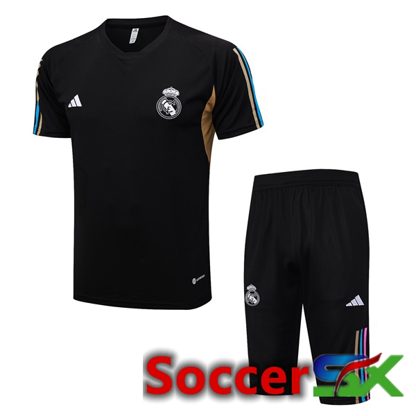 Real Madrid Training T Shirt + Shorts Black 2023/2024