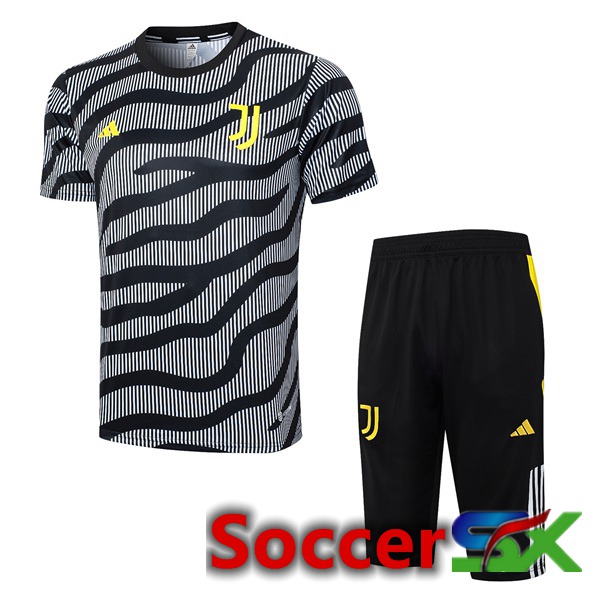 Juventus Training T Shirt + Shorts Black 2023/2024