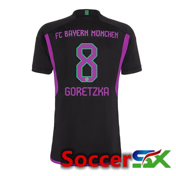 Bayern Munich (Goretzka 8) Away Soccer Jersey Black 2023/2024