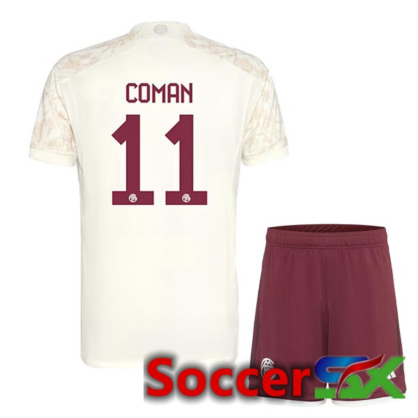 Bayern Munich (Coman 11) Kids Third Soccer Jersey Yellow 2023/2024