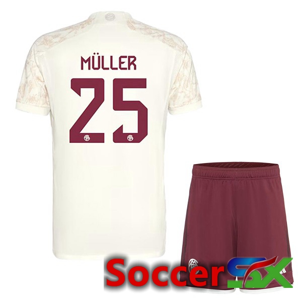 Bayern Munich (Müller 25) Kids Third Soccer Jersey Yellow 2023/2024
