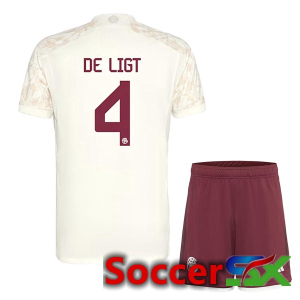 Bayern Munich (de Ligt 4) Kids Third Soccer Jersey Yellow 2023/2024