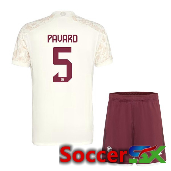 Bayern Munich (Pavard 5) Kids Third Soccer Jersey Yellow 2023/2024