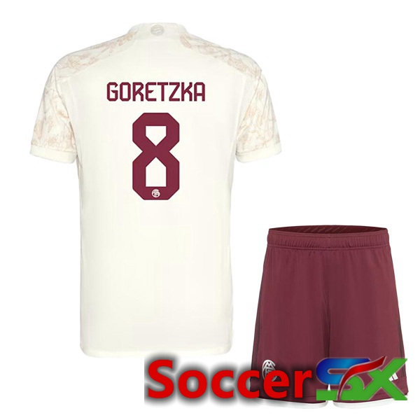 Bayern Munich (Goretzka 8) Kids Third Soccer Jersey Yellow 2023/2024