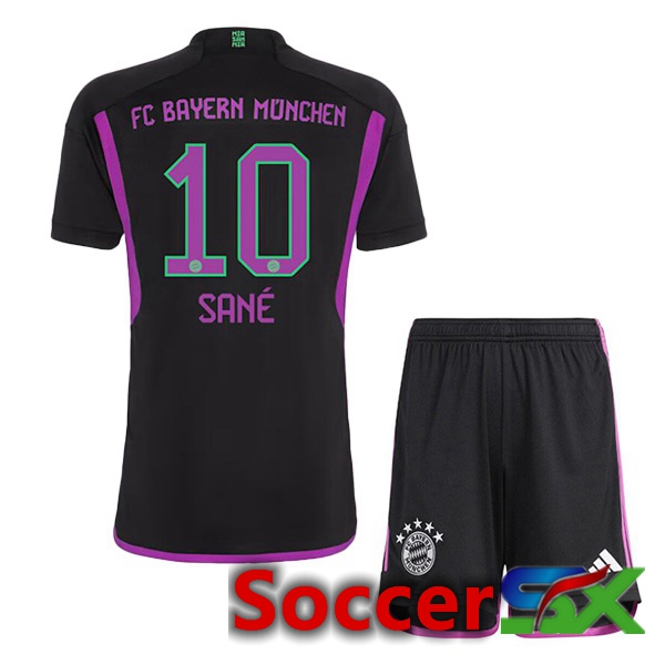 Bayern Munich (Sané 10) Kids Away Soccer Jersey Black 2023/2024