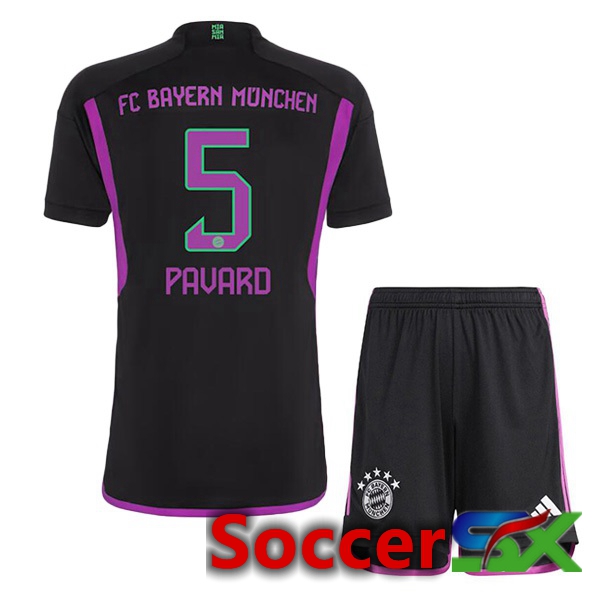 Bayern Munich (Pavard 5) Kids Away Soccer Jersey Black 2023/2024