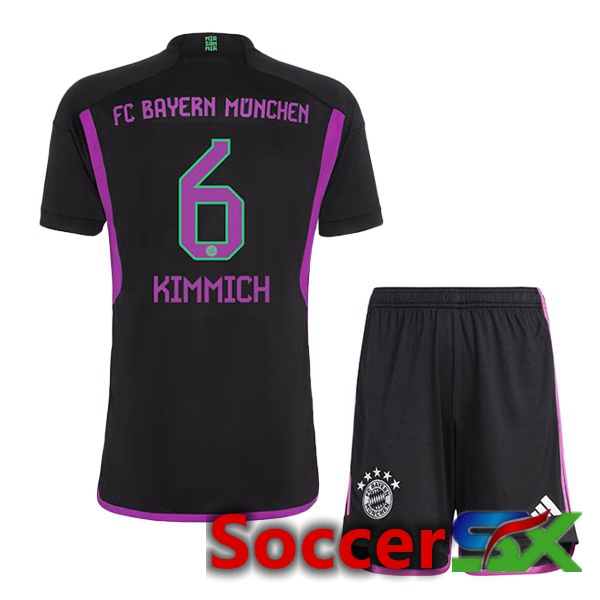 Bayern Munich (Kimmich 6) Kids Away Soccer Jersey Black 2023/2024