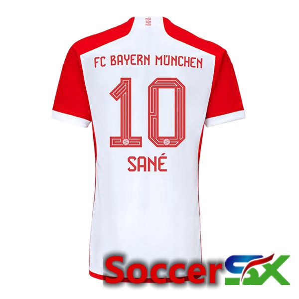 Bayern Munich (Sané 10) Home Soccer Jersey White Red 2023/2024