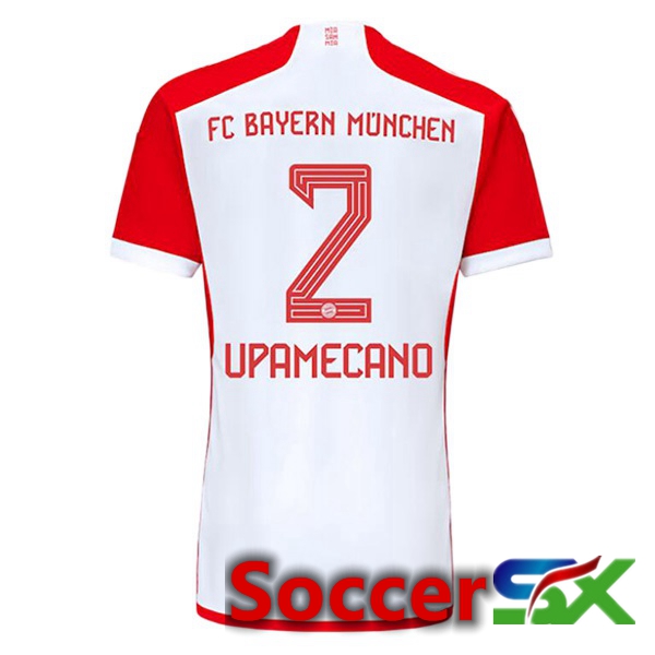 Bayern Munich (Upamecano 2) Home Soccer Jersey White Red 2023/2024