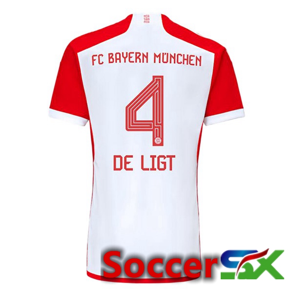 Bayern Munich (de Ligt 4) Home Soccer Jersey White Red 2023/2024