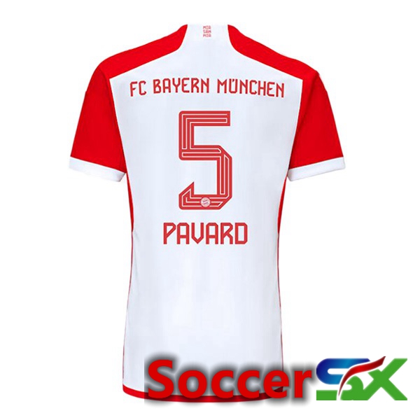 Bayern Munich (Pavard 5) Home Soccer Jersey White Red 2023/2024