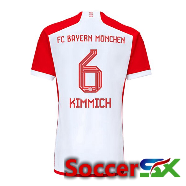 Bayern Munich (Kimmich 6) Home Soccer Jersey White Red 2023/2024